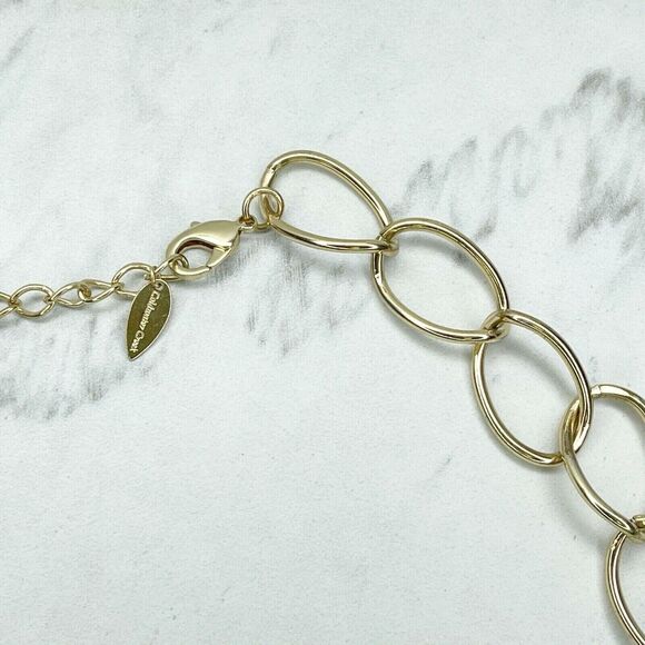 Coldwater Creek Gold Tone Blue Studded Chain Link Necklace - Picture 2 of 12